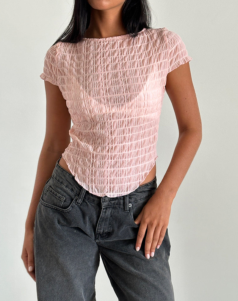 Bild von Georgia Textured Mesh Top in Blush Pink