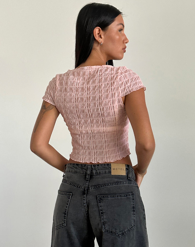 Bild von Georgia Textured Mesh Top in Blush Pink