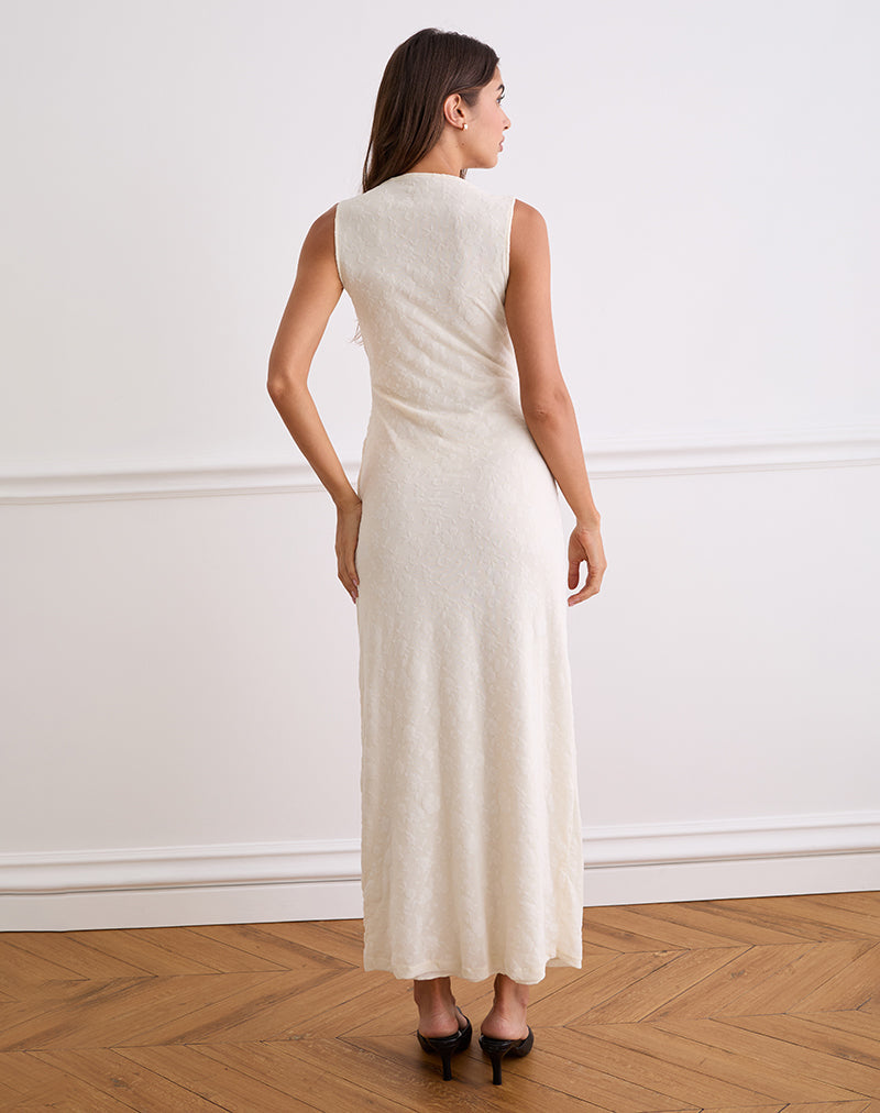 Image of Gerda Maxikleid in Floral Flock Creme