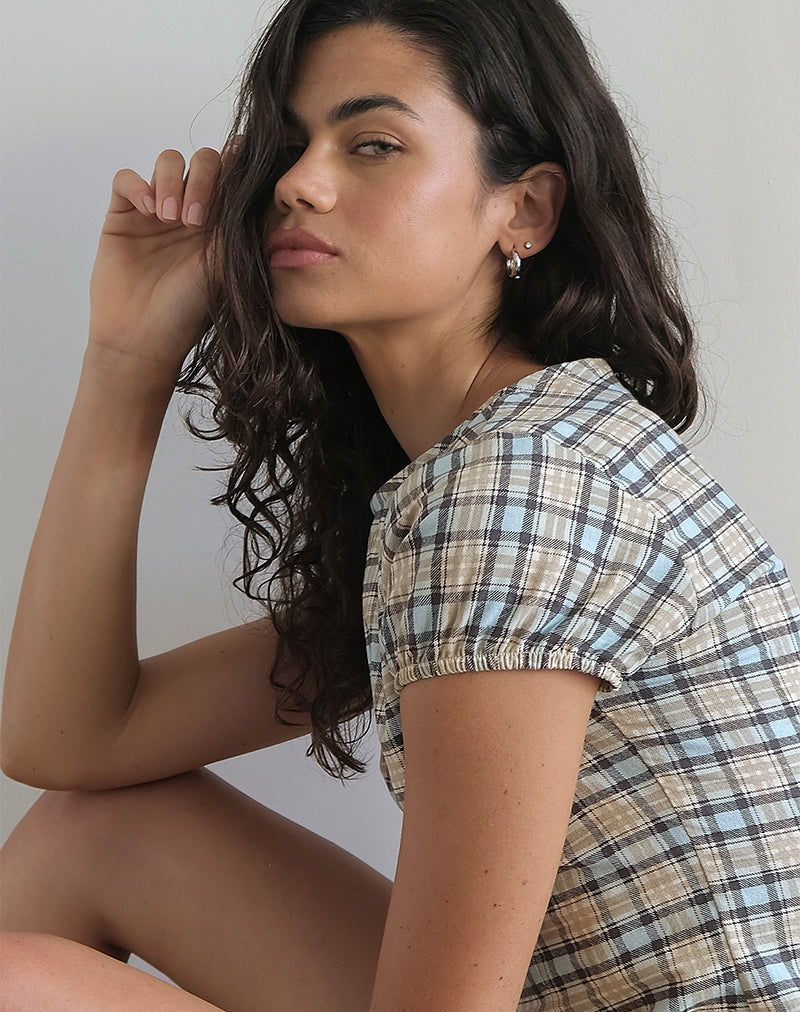Bild von Gingka Mini Dress in Pastellblau Tartan