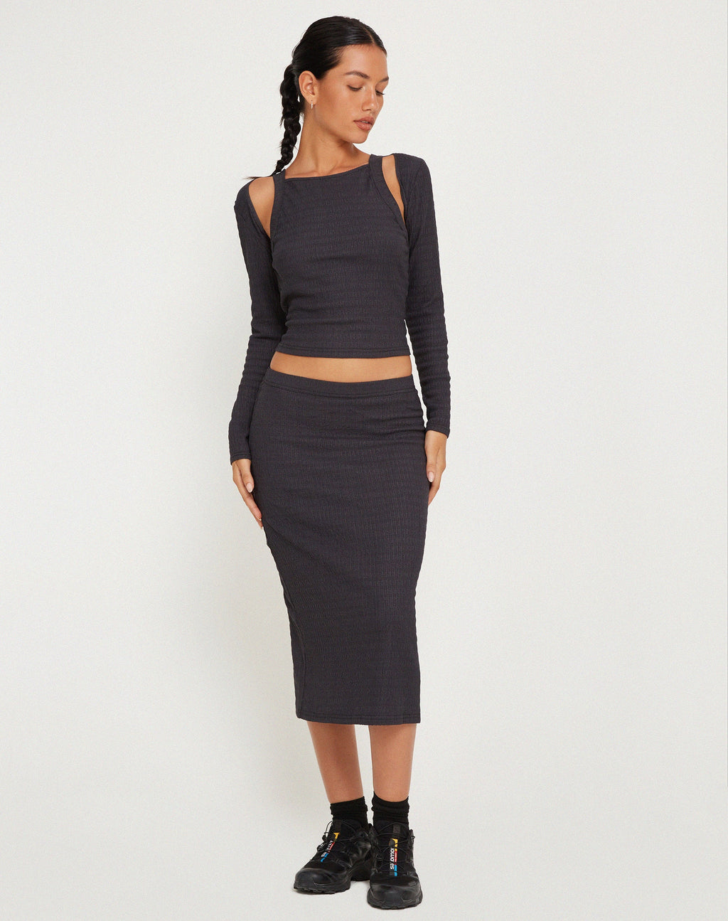 Ginny Top in Crinkle Charcoal
