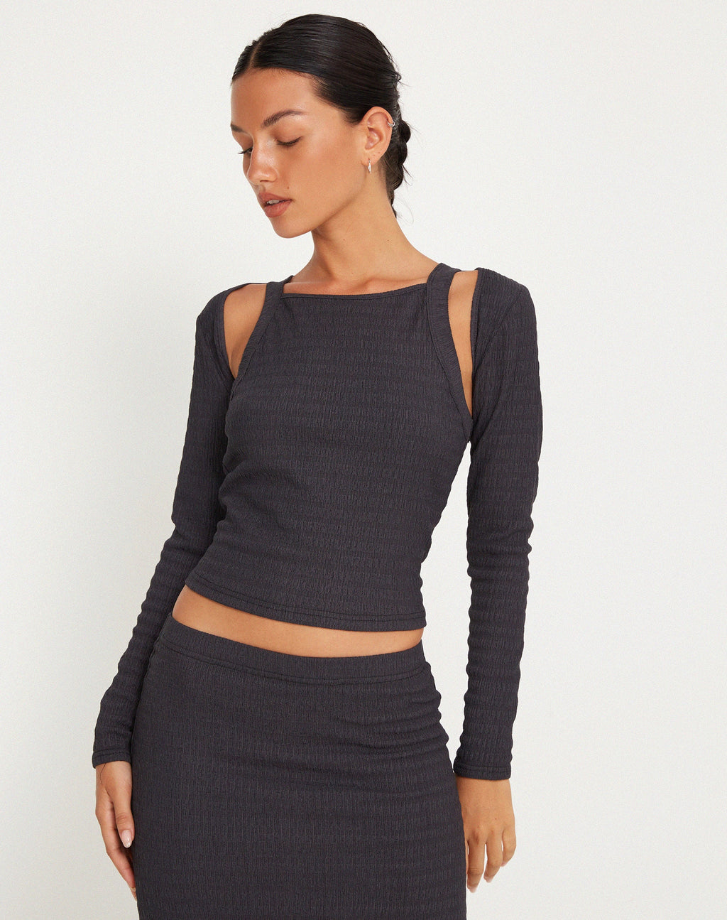 Ginny Top in Crinkle Charcoal
