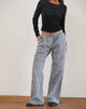 Image of Wasic Leinenhose mit weitem Bein in Floral Gingham Schwarz
