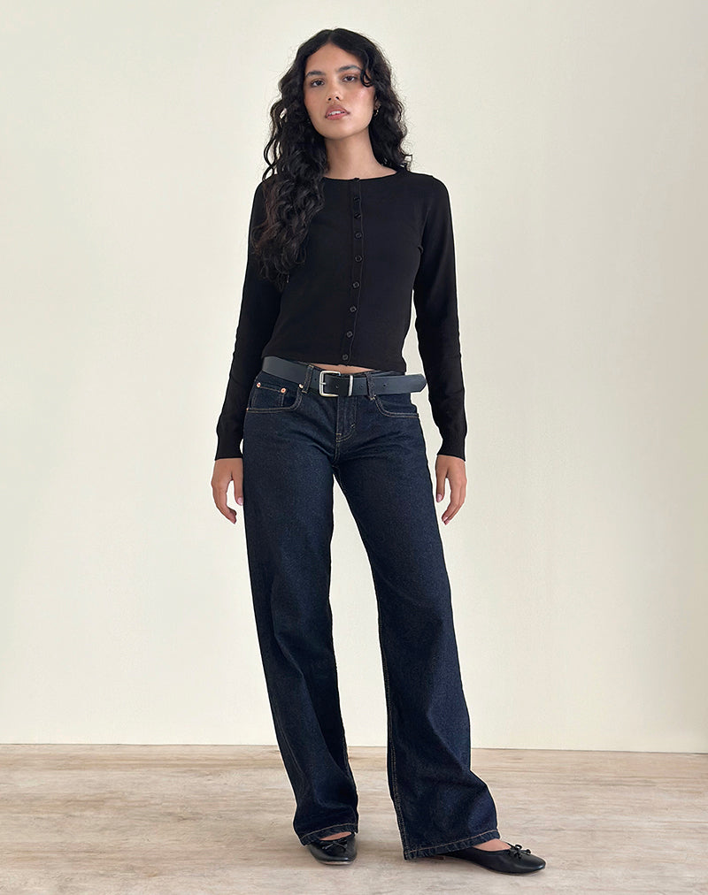 Giovanna Strickjacke aus Flachstrick Schwarz