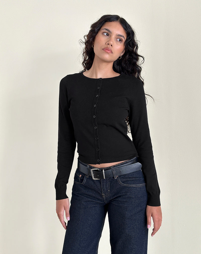 Giovanna Strickjacke aus Flachstrick Schwarz