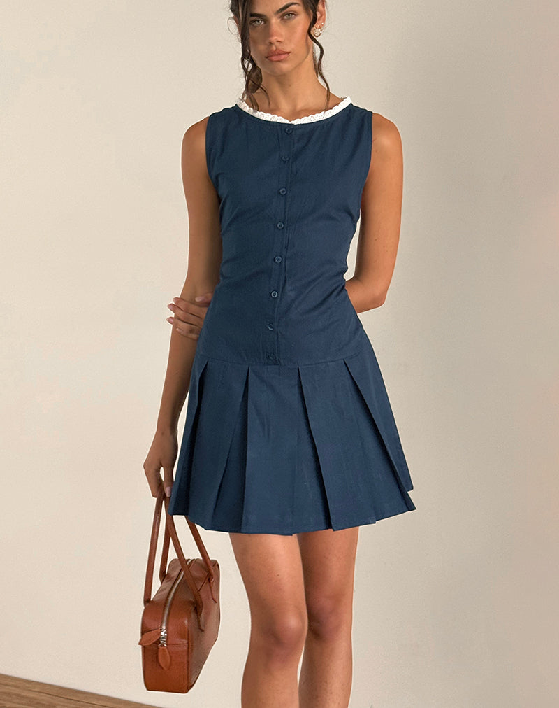 Gitas Knopf-Minikleid aus Popeline Navy