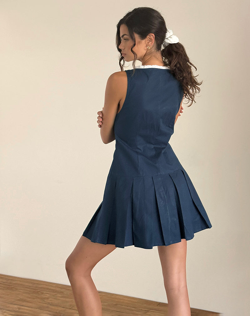Gitas Knopf-Minikleid aus Popeline Navy