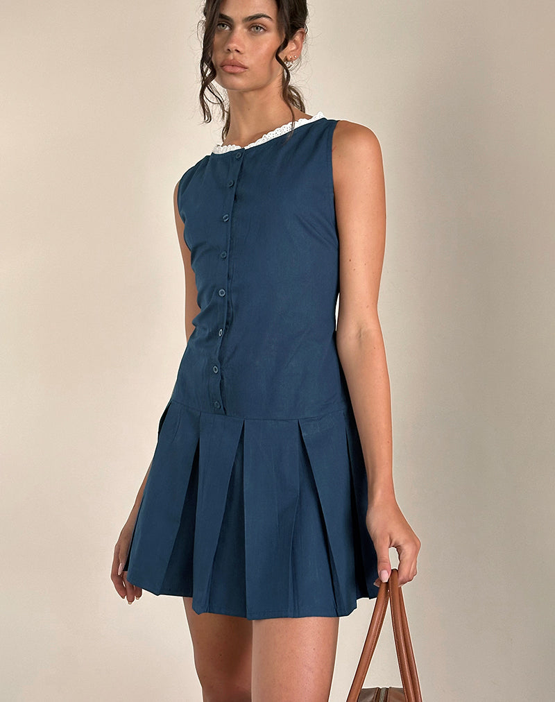 Image of Gitas Knopf-Minikleid aus Popeline Navy