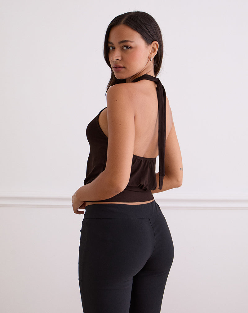 Bild von Giunea Knot Halter Top in Bitter Chocolate