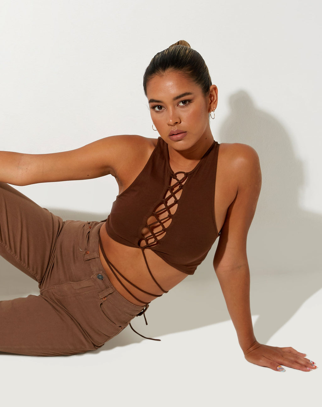 Giwta Crop Top aus Lycra Kakao