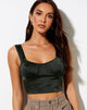 Bild von Gladis Crop Top aus Satin Dark Khaki