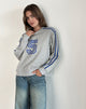 Image of Govel Sweatshirt in Grau meliert mit kobaltblauem 5-Motiv