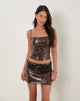 Image of Biyaya Cami Top mit Bindeband in Paillettenbraun