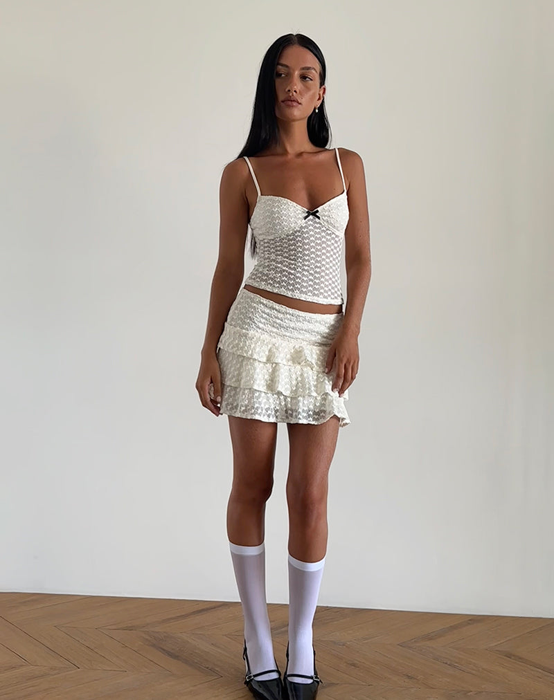 Bild von Grafika Cami Top in Elfenbein Herz Spitze