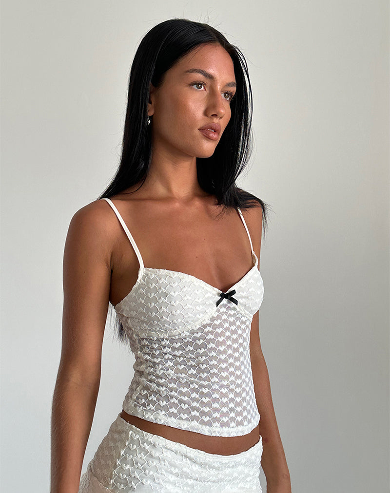 Bild von Grafika Cami Top in Elfenbein Herz Spitze