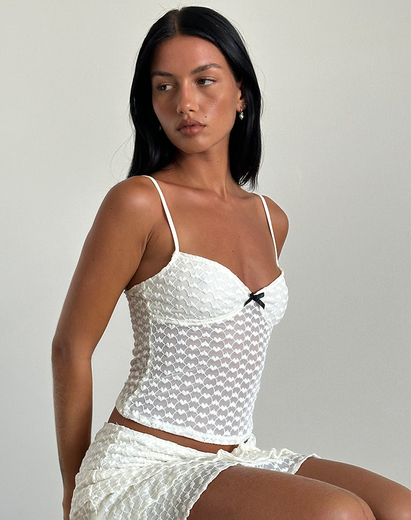 Bild von Grafika Cami Top in Elfenbein Herz Spitze