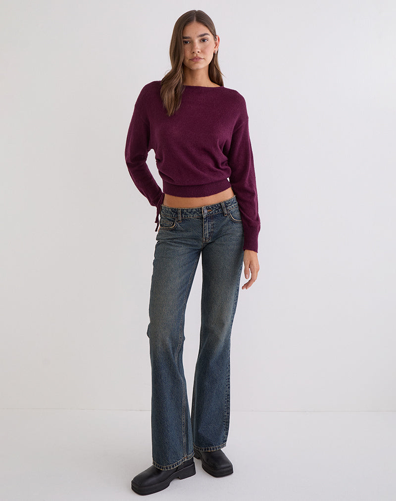 Image of Grisha Long Sleeve Knit Top in Plum