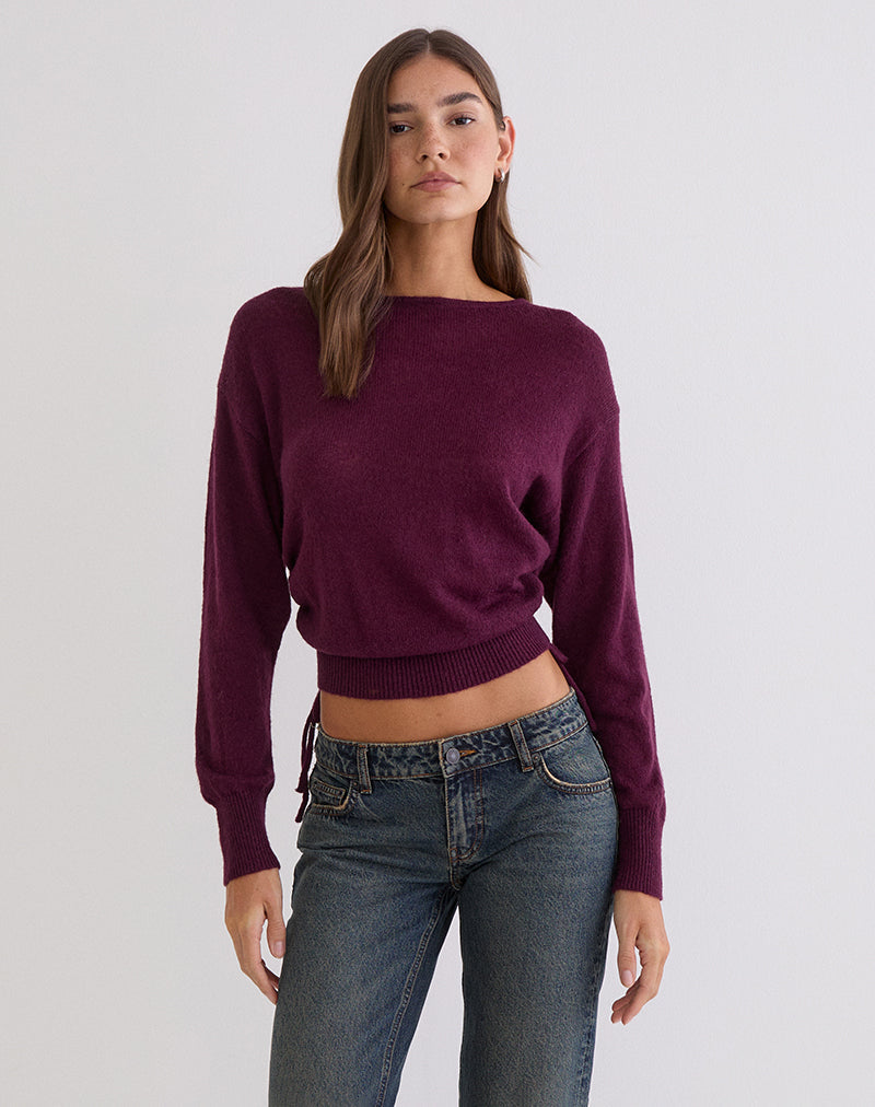 Grisha Long Sleeve Knit Top in Plum