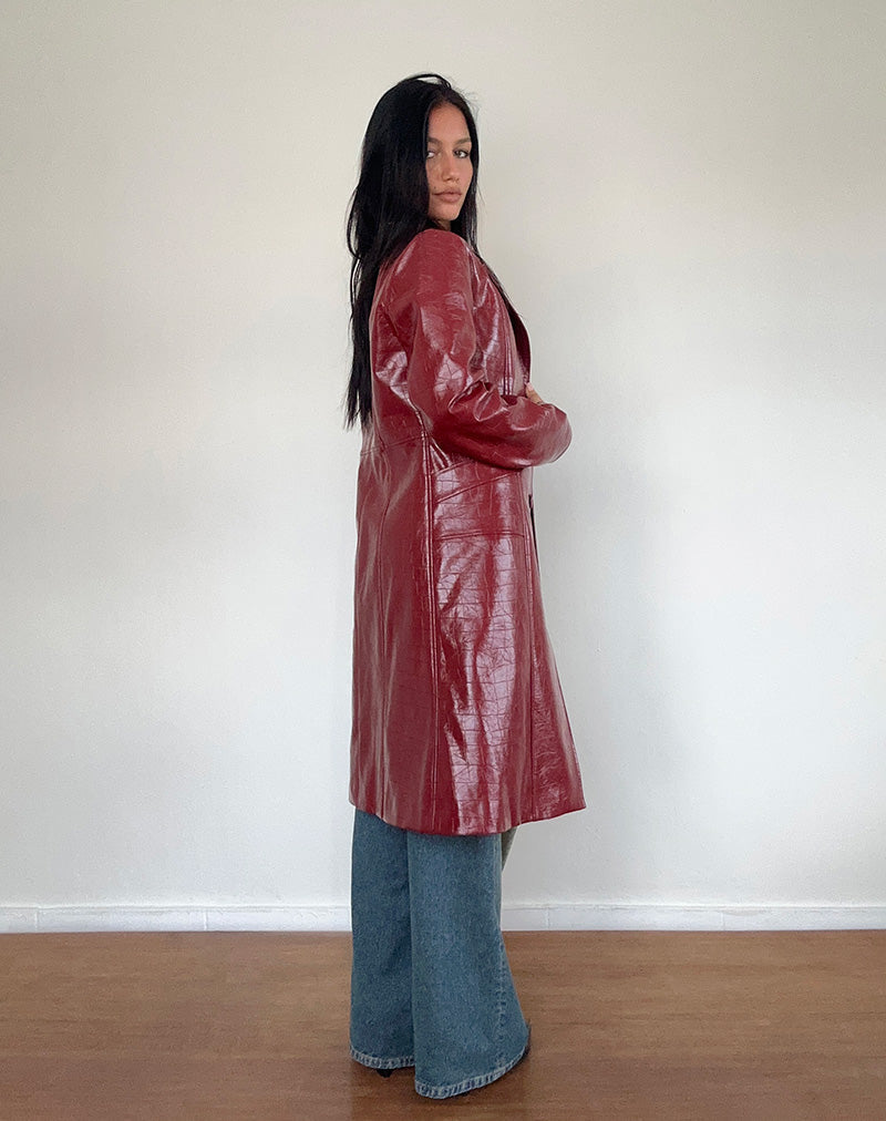 Image of Abigail Mantel aus mattem PU Croc Burgundy