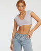 Bild von Guanna Crop Top in Stripe Rib Blau und Pfirsich