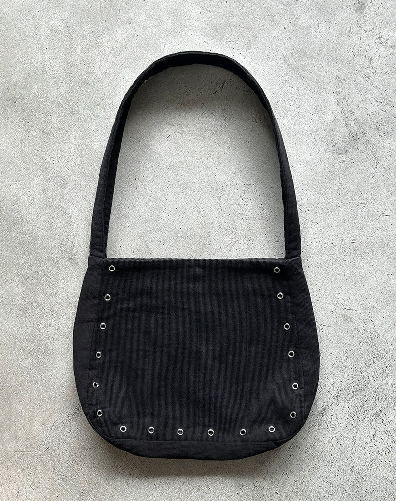 Image of Gundar Ösentasche aus Babycord Schwarz