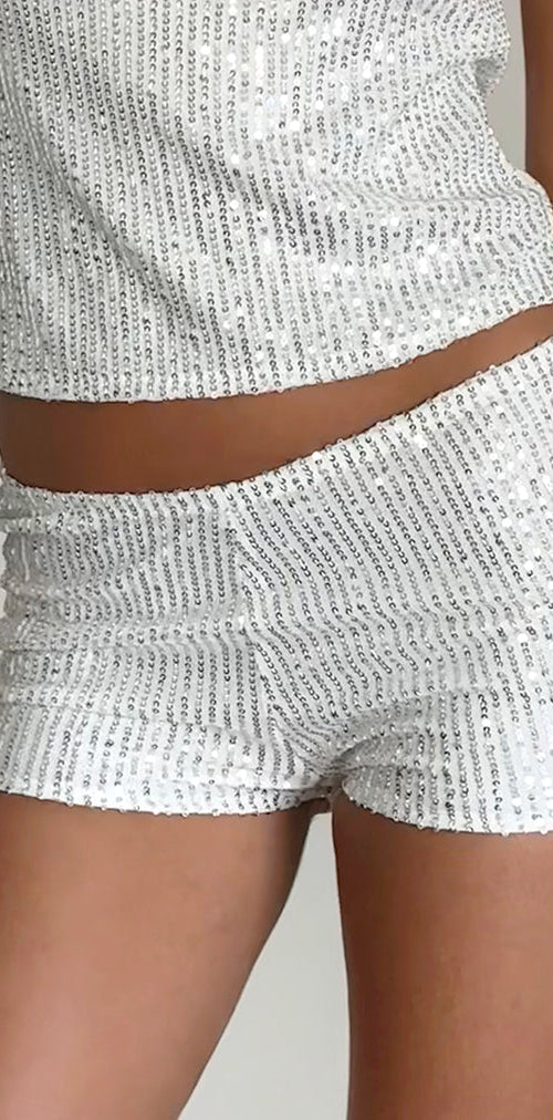 Image of Erna Shorts in Silber Chrom Pailletten