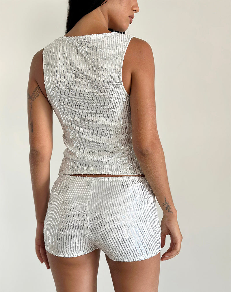 Image of Erna Shorts in Silber Chrom Pailletten