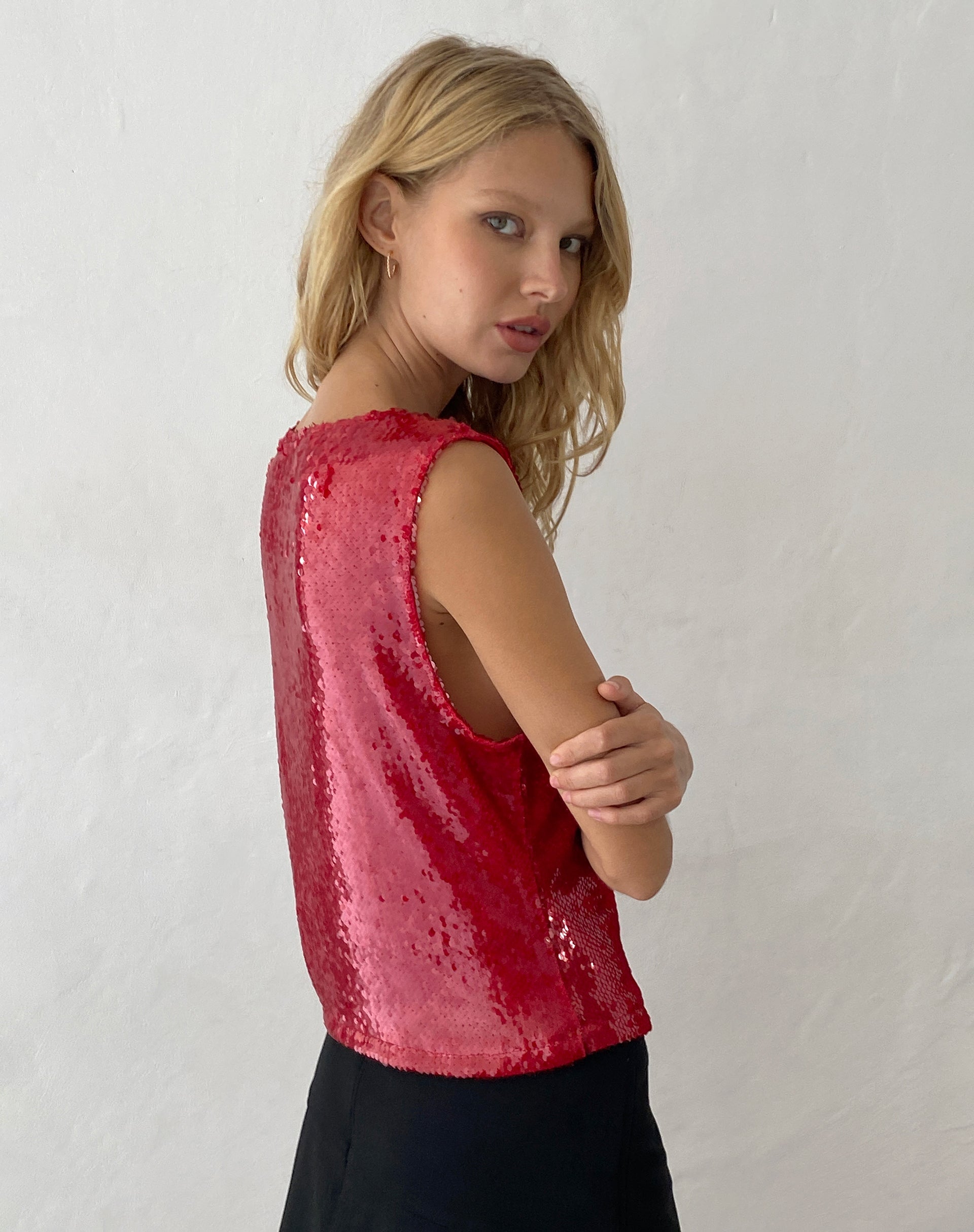 Bild von Hala Vest Top in Pailletten Rot