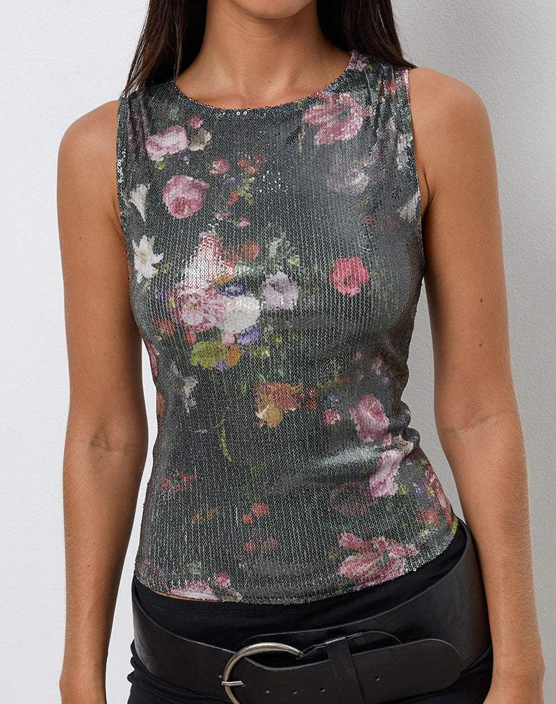 Bild von Hala Vest Top in Pailletten Vintage Flower
