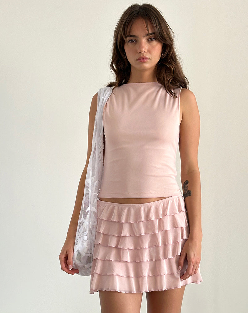 Cartina Minirock aus pfirsichfarbenem Mesh