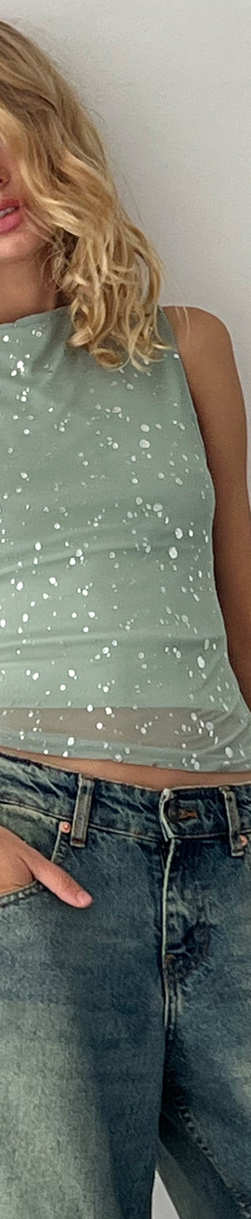 Bild von Hala Vest Top in Mint mit Silberfolie