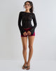 Image of Halfi Langarm-Top aus Hibiskus-Häkelspitze Schwarz
