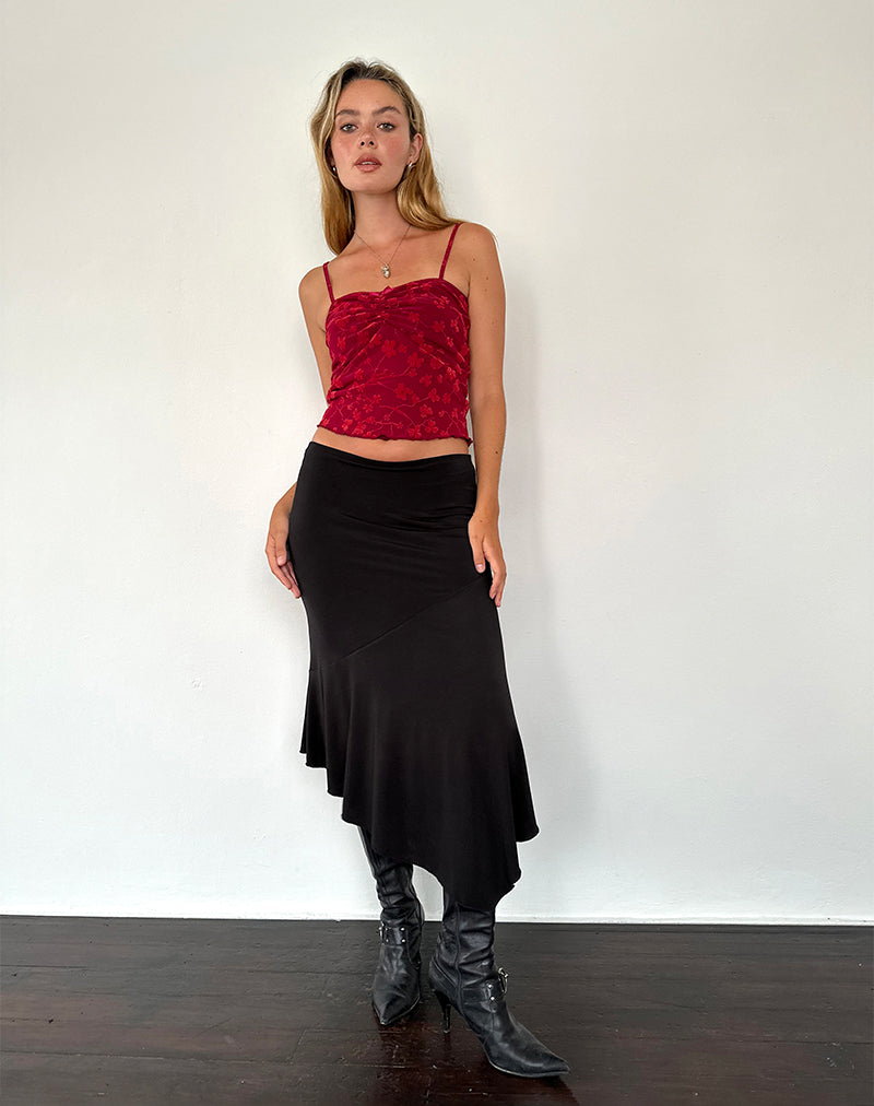 Bild von Hali Cami Top in Grunge Floral Flock Rot