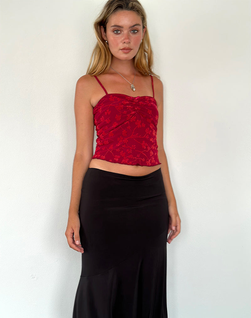 Bild von Hali Cami Top in Grunge Floral Flock Rot