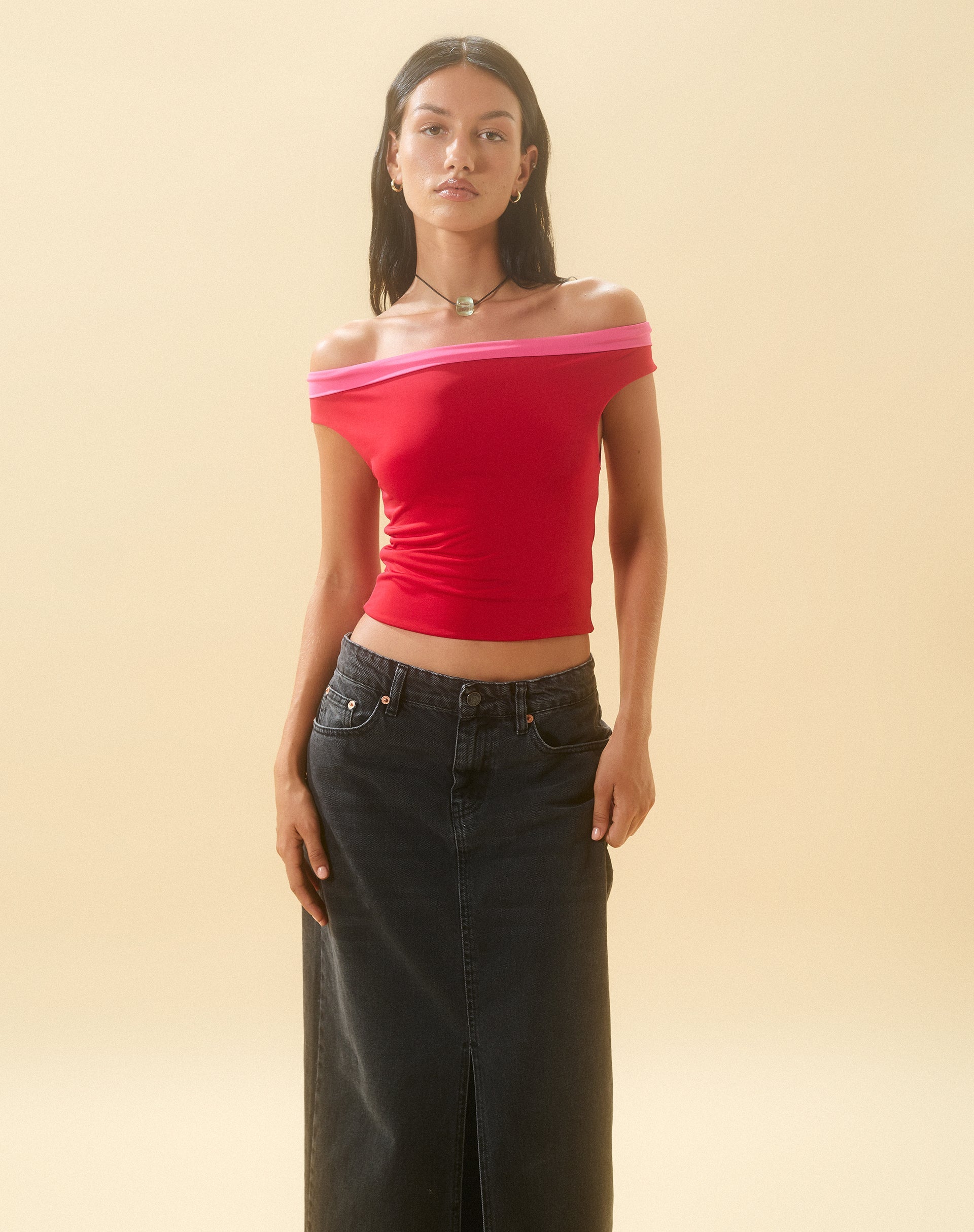 Bild von Halle Bardot Top in Rot Rosa