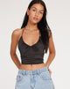 Bild von Haltri Crop Top in Satin Schwarz