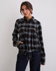 Bild von Harana Kragen Jacke in Blau und Braun Check