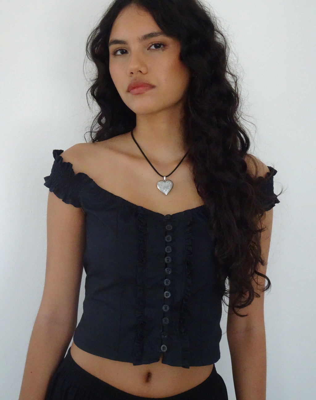 Alderidge Bardot Korsett-Top in Schwarz