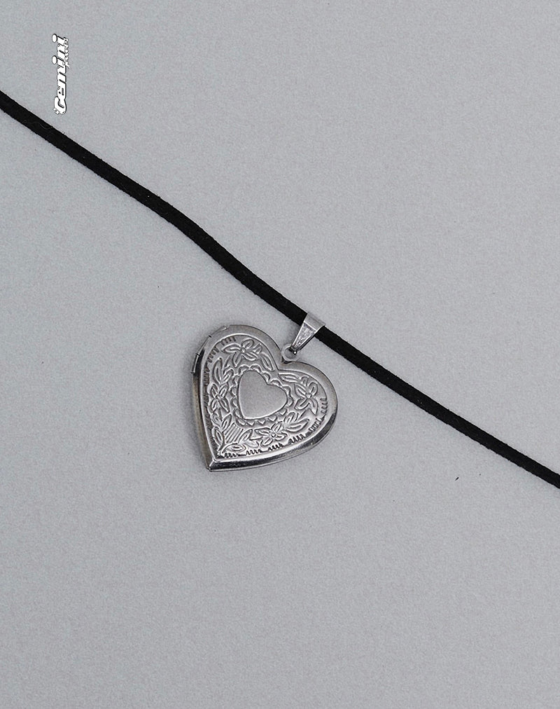 Bild von Harley Cord Herz Medaillon Halskette von Gemini Jewels