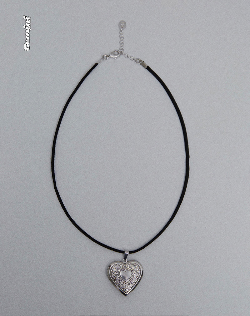 Harley Cord Herz Medaillon Halskette von Gemini Jewels