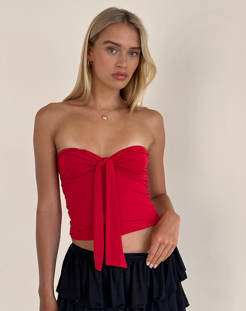 Harlyn Bandeau-Top in glitzerndem Rot