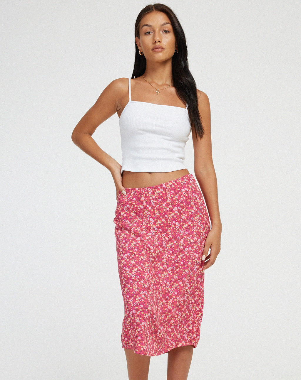 Harriet Midirock in Rosa mit Zickzack-Blumenmuster