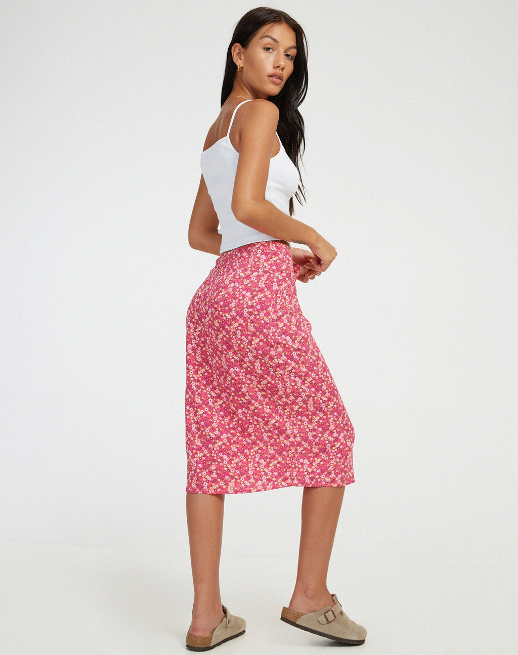 Harriet Midirock in Rosa mit Zickzack-Blumenmuster