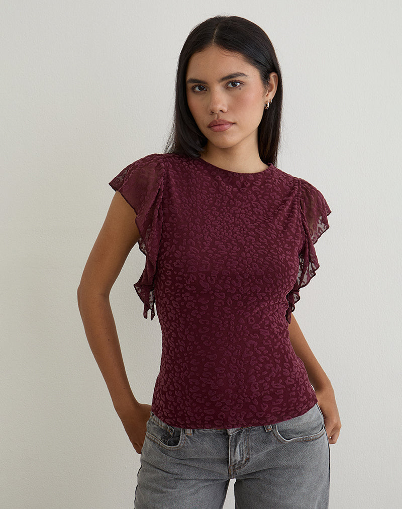 Image of Harsya Top in Flock Mini Leopard Pflaume