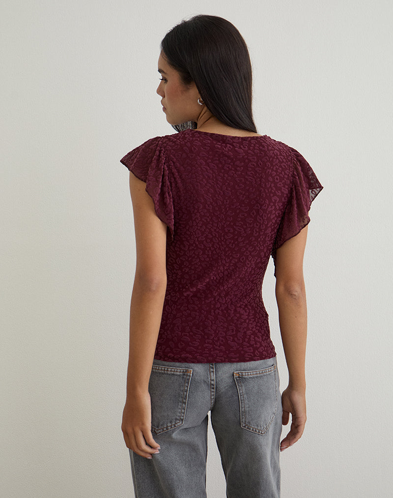 Image of Harsya Top in Flock Mini Leopard Pflaume