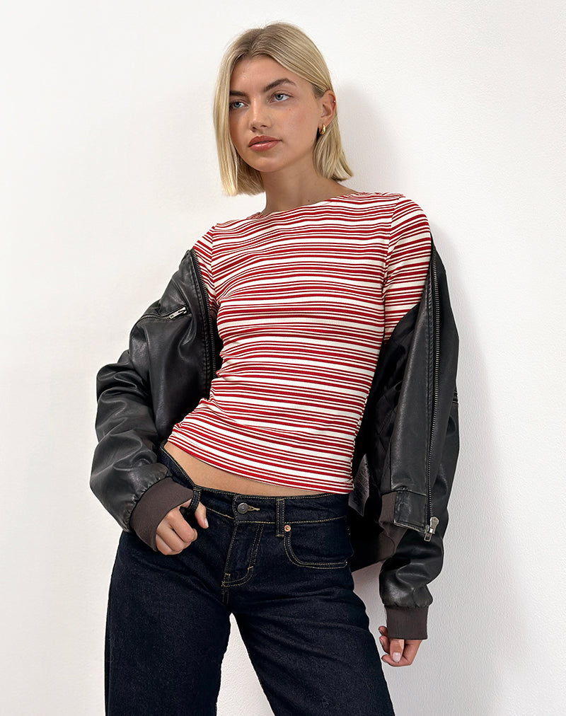 Bild von Haruka Top in Rot-Weiß gestreift