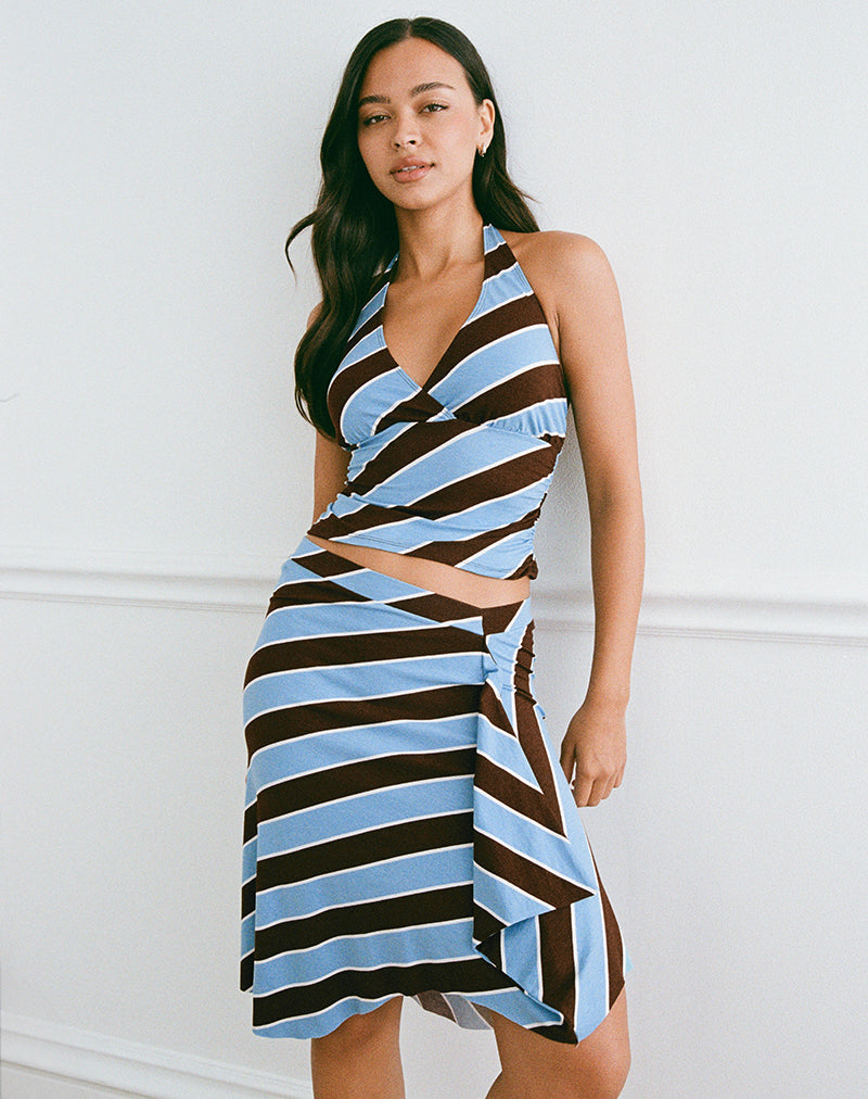 Bild von Haya Plunge Top in Retro Stripe Blau