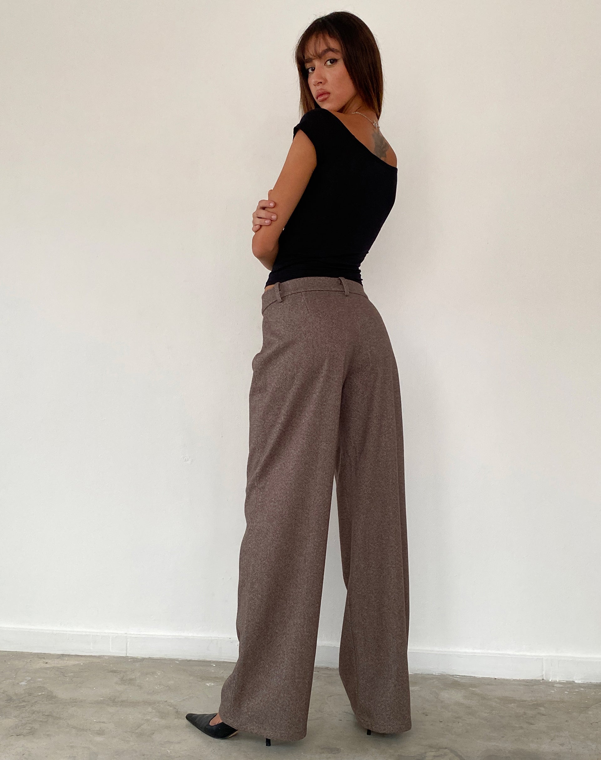 Image of Helsa Low Rise Hose in Dunkelbraun Tailoring