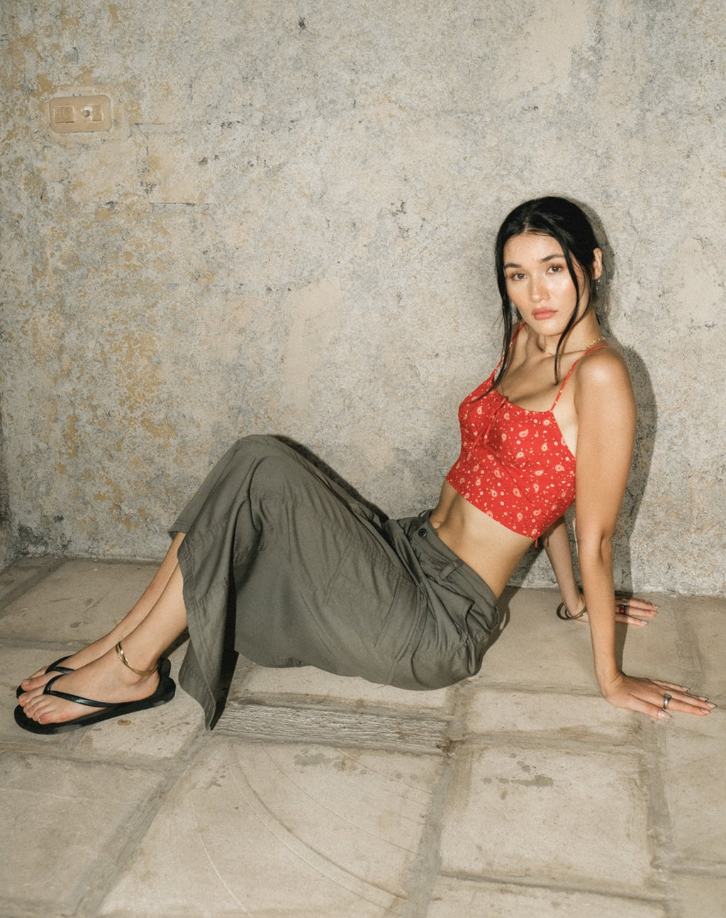 Hema Crop Top in Paisley Fun Rot