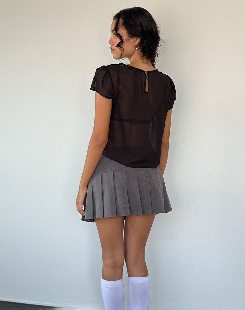 Image of Henrietta Rüschenbluse aus schwarzem Chiffon